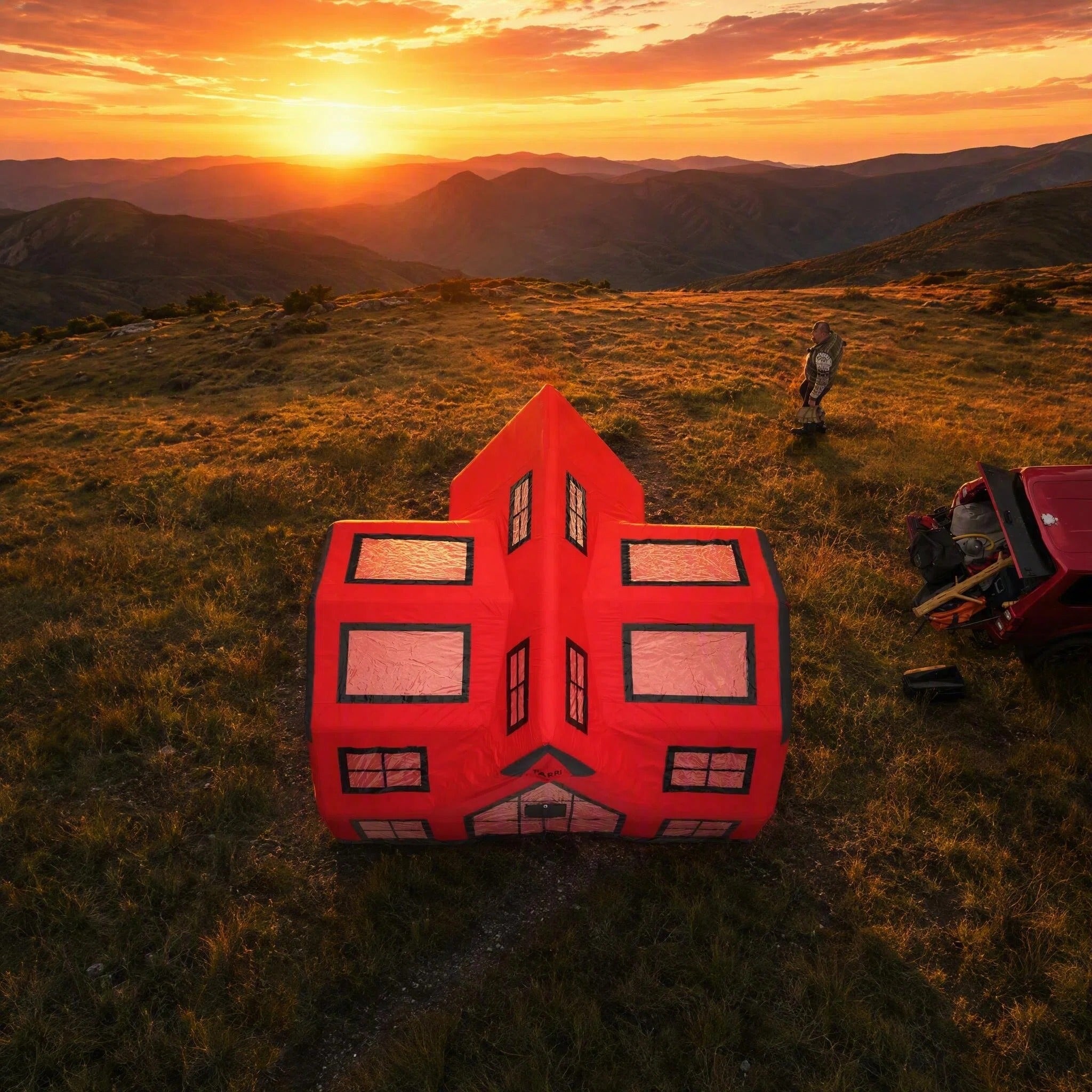Large Red Inflatable Glamping House Tent