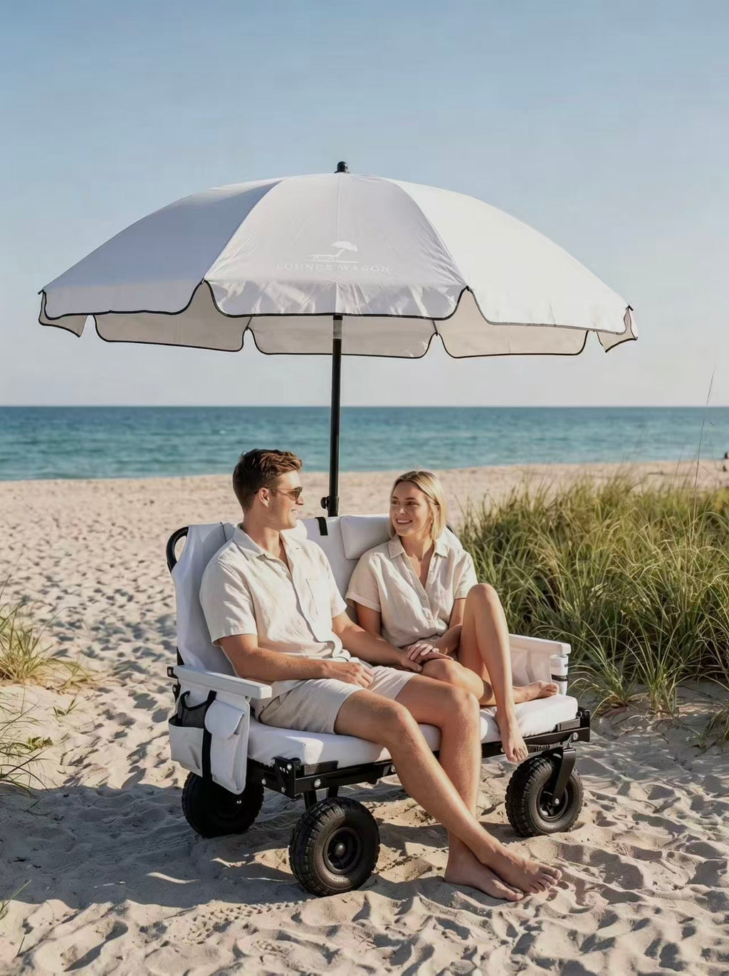 All-Terrain Foldable Camping Wagon, Collapsible Large Storage Outdoor Utility Cart with Wide Wheels