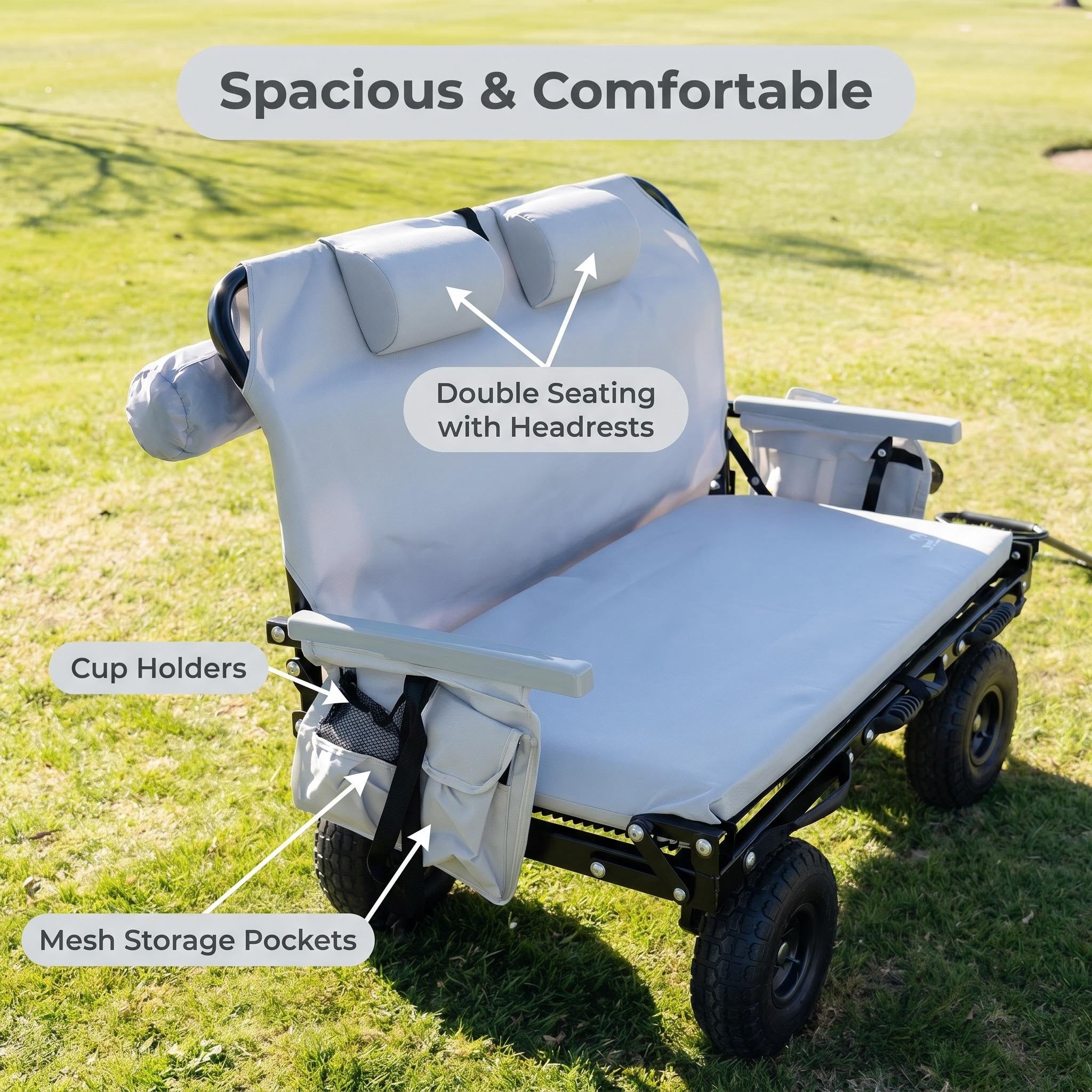 All-Terrain Foldable Camping Wagon, Collapsible Large Storage Outdoor Utility Cart with Wide Wheels