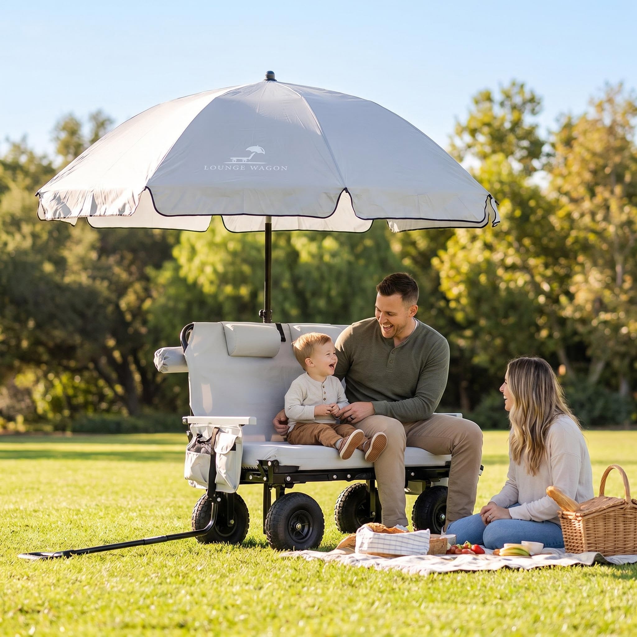 All-Terrain Foldable Camping Wagon, Collapsible Large Storage Outdoor Utility Cart with Wide Wheels