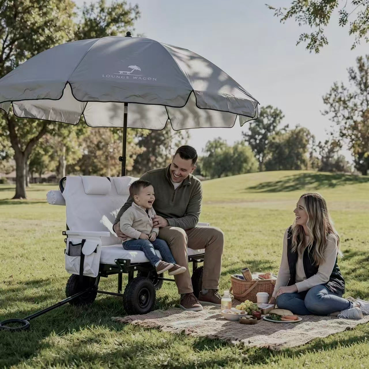 All-Terrain Foldable Camping Wagon, Collapsible Large Storage Outdoor Utility Cart with Wide Wheels