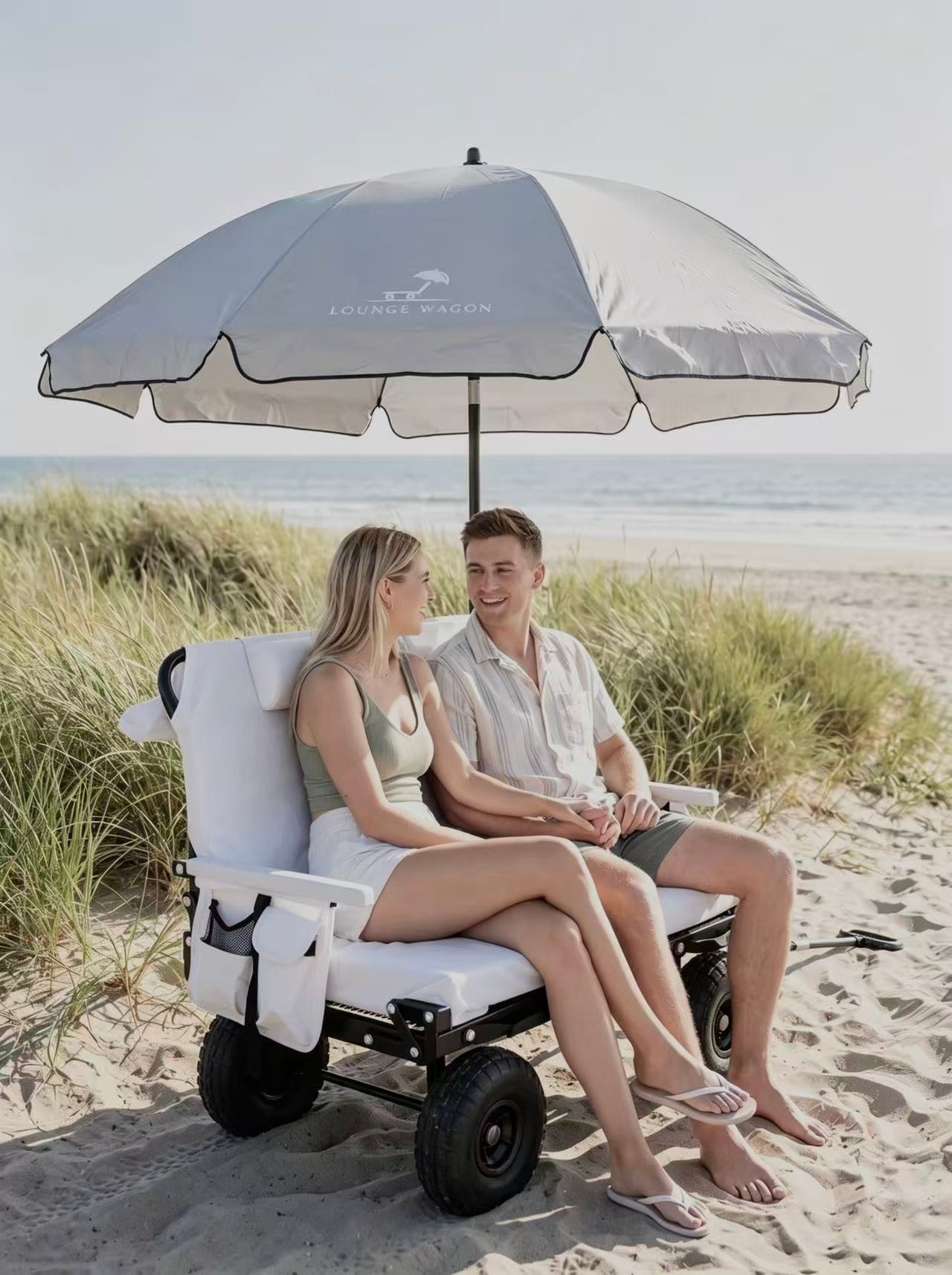 All-Terrain Foldable Camping Wagon, Collapsible Large Storage Outdoor Utility Cart with Wide Wheels