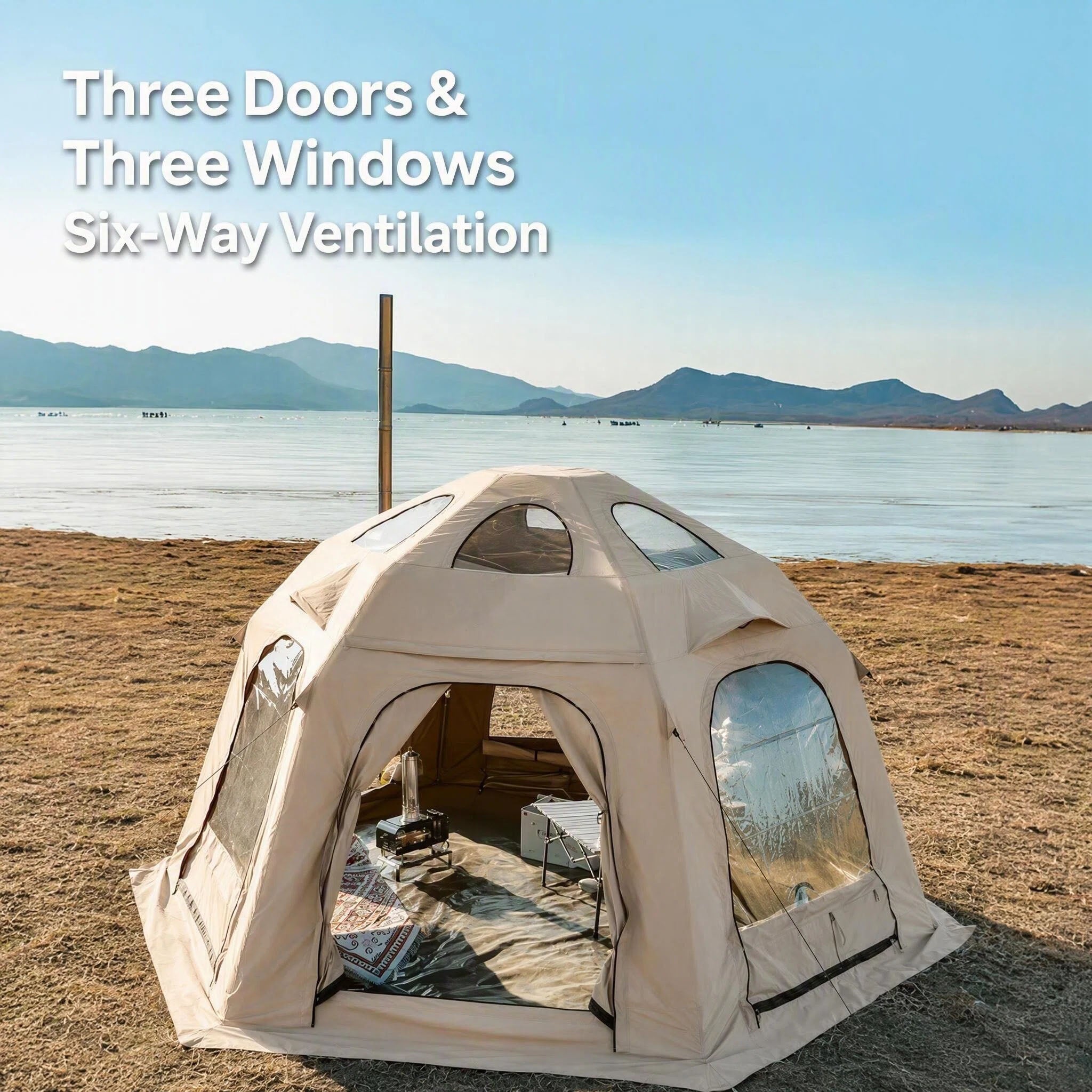 2‑in‑1 Modular Inflatable Camping Tent  Tent for-Family Glamping