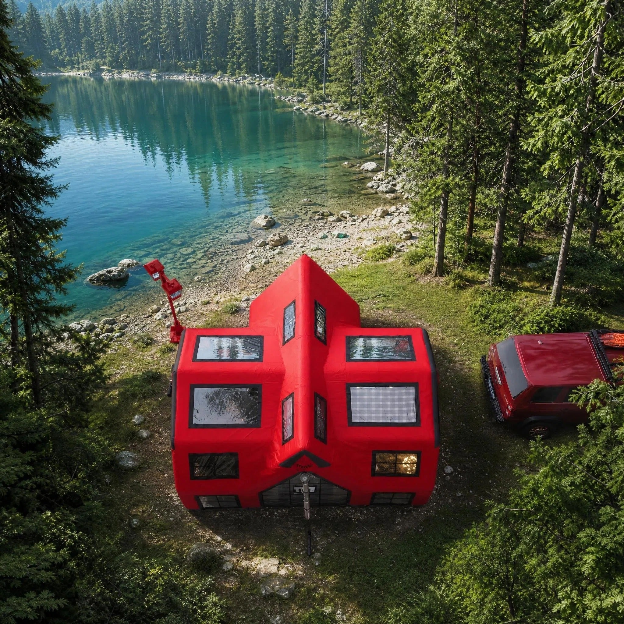 Large Red Inflatable Glamping House Tent