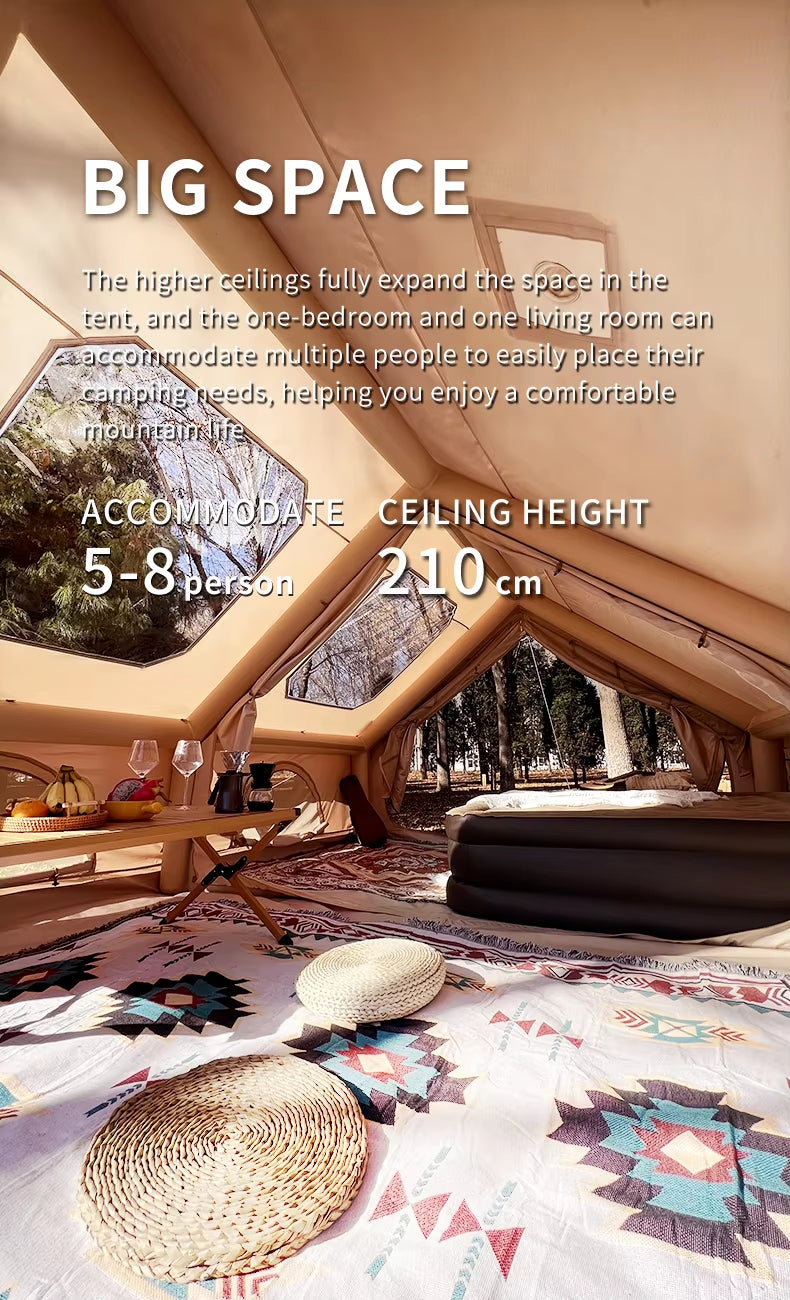 2‑in‑1 Modular Inflatable Camping Tent  Tent for-Family Glamping