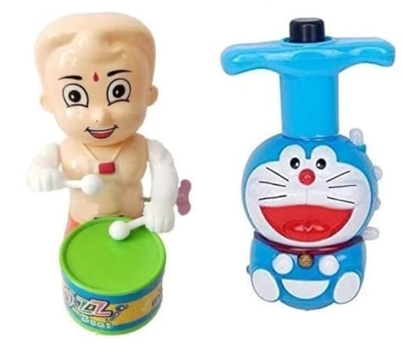 Doremon Spinning Top Magic Latto Toy Flashing Plastic LED Lights Music Attractive Toy Laser Toys Kids (Doremon Spinning Top) & BHEEM Drum