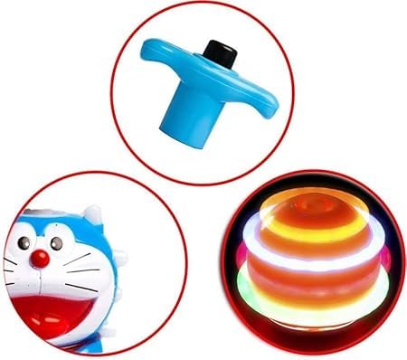 Doremon Spinning Top Magic Latto Toy Flashing Plastic LED Lights Music Attractive Toy Laser Toys Kids (Doremon Spinning Top) & BHEEM Drum